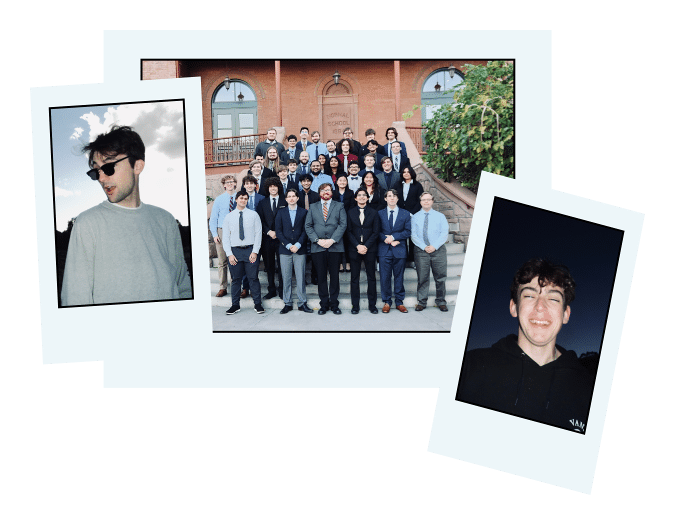 Polaroid photos of Theta Tau members